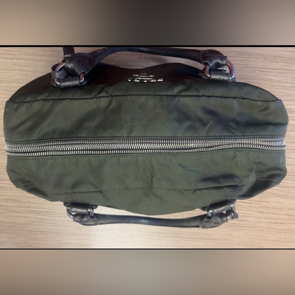PRADA Handbag - Olive Green Nylon & Leather Trim w/ lock & key. - Picture 10 of 14
